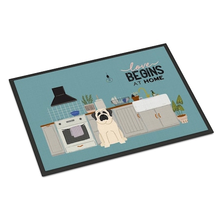 Carolines Treasures 24 x 36 in. White Mastiff Kitchen Scene Indoor or Outdoor Mat CK7721JMAT